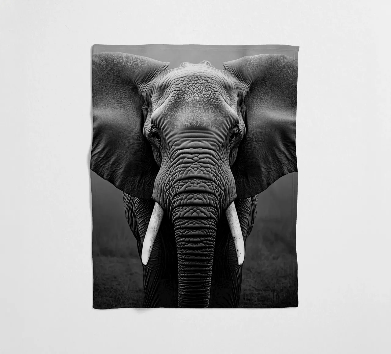 Powerful elephant portrait fleece blanket by Carinaprint