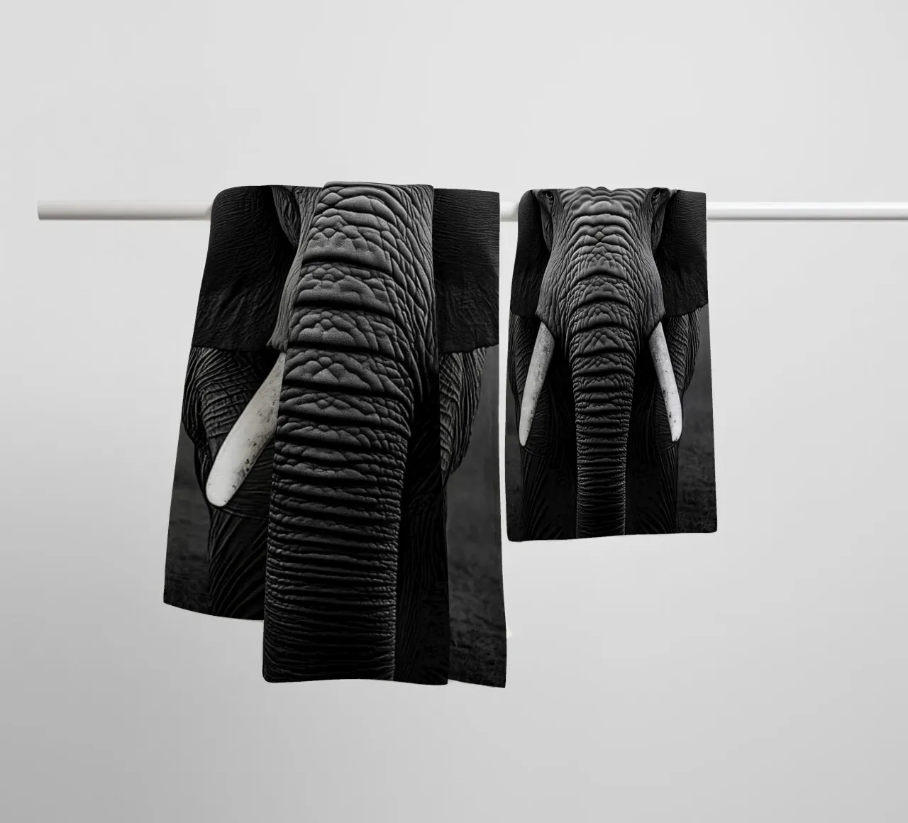 Powerful elephant portrait towel by Carinaprint