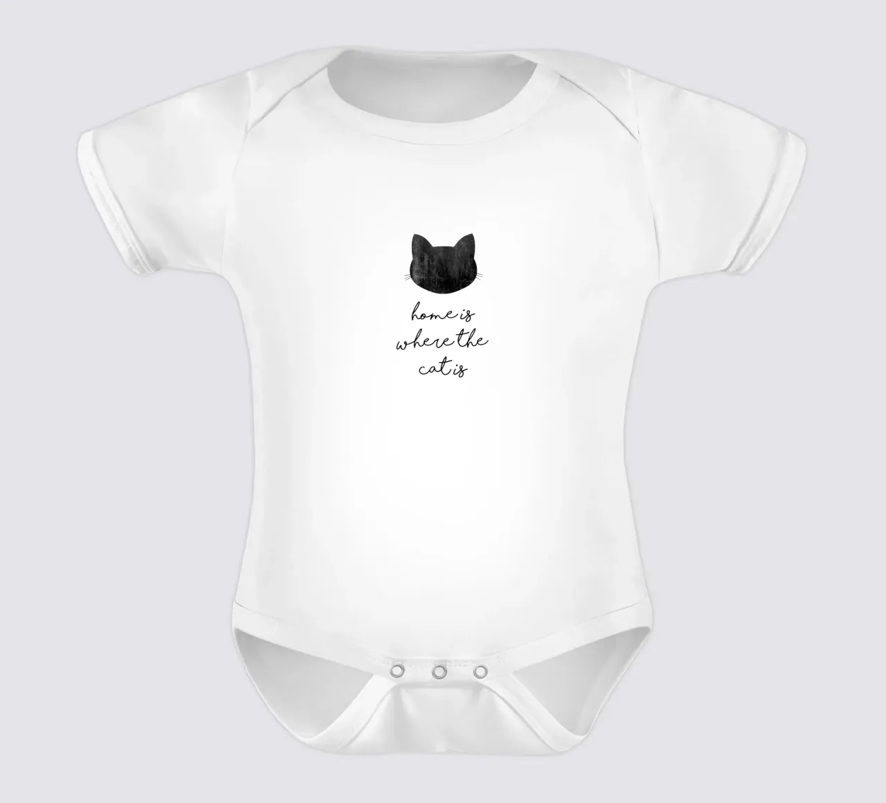 Home Is Where The Cat Is short-sleeve baby romper by Orara Studio