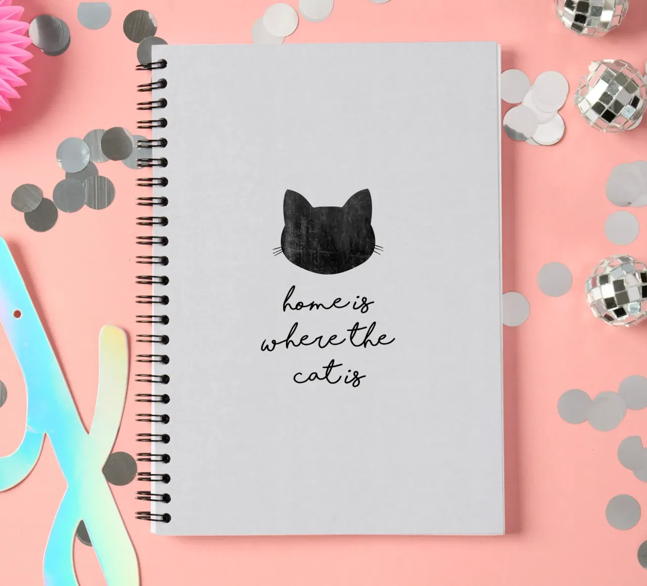 Home Is Where The Cat Is spiral notebook by Orara Studio