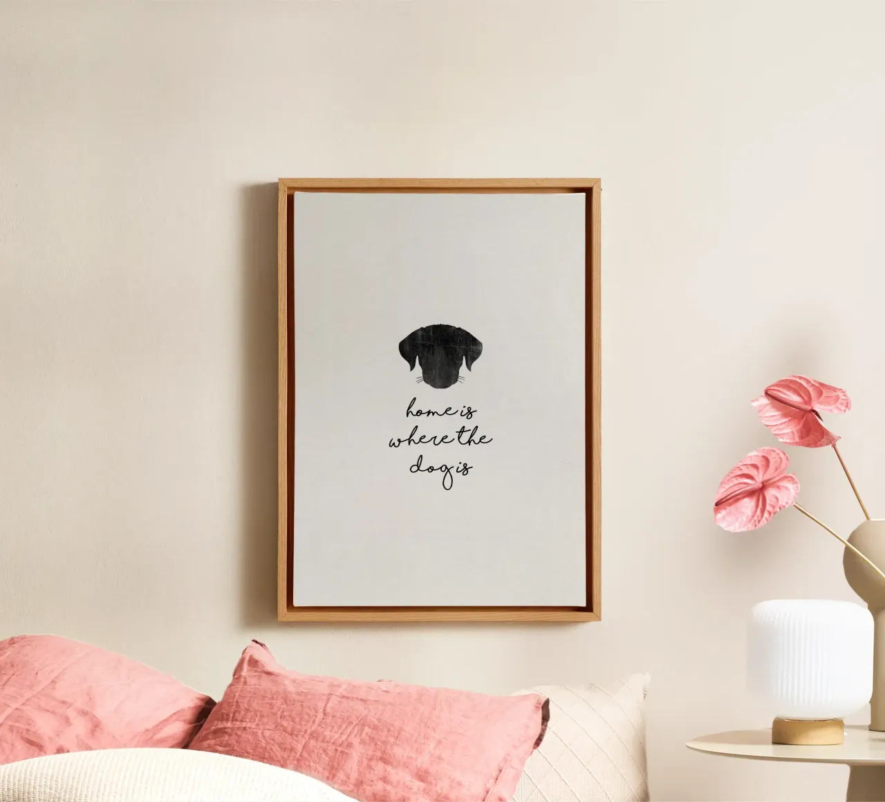 Home Is Where The Dog Is canvas with Floater frame by Orara Studio