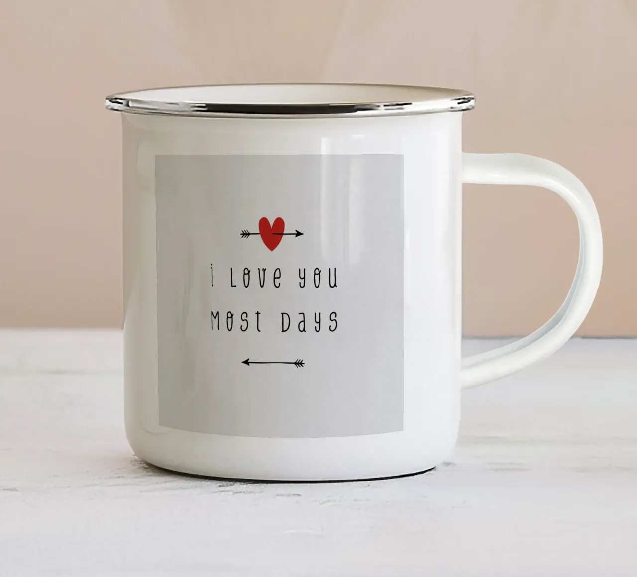 Ti amo quasi tutti i giorni tazza in smalto da Orara Studio