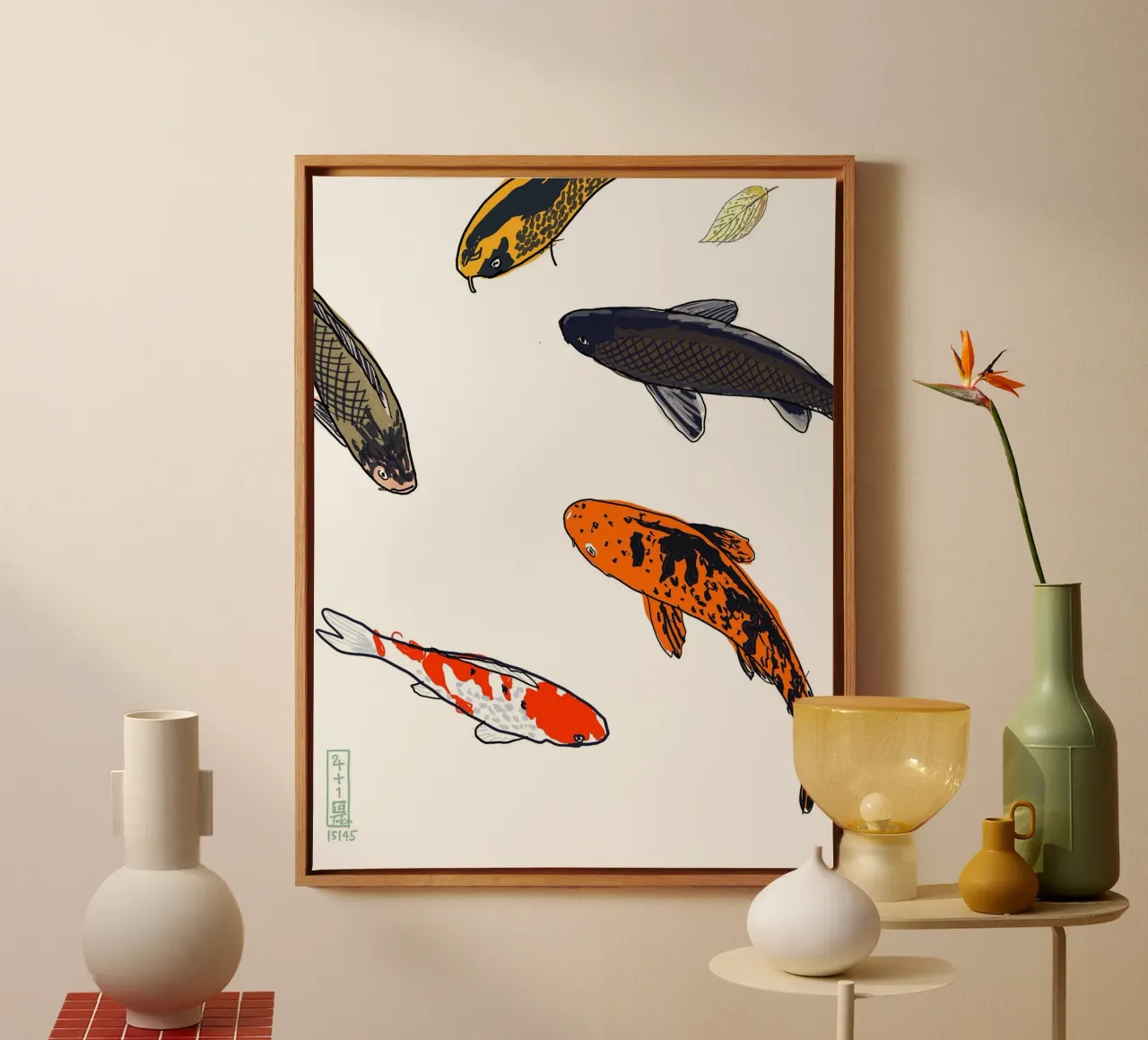 Koi canvas with Floater frame by Asobōze