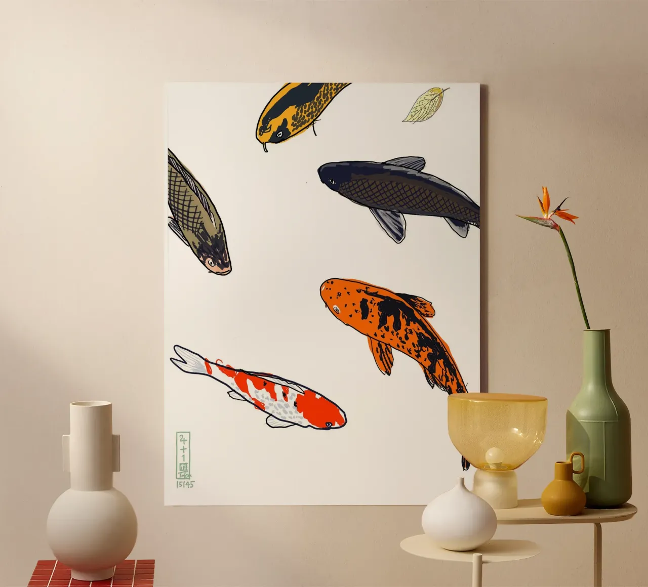 Koi canvas with Floater frame by Asobōze