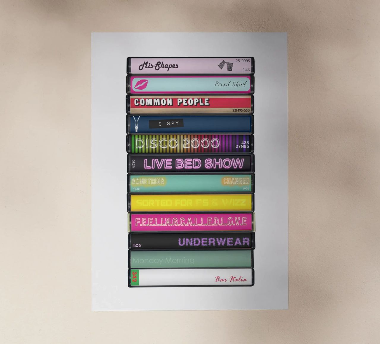 Pulp - Different Class - Cassette Print pellicola backlit da MrMustardPrints