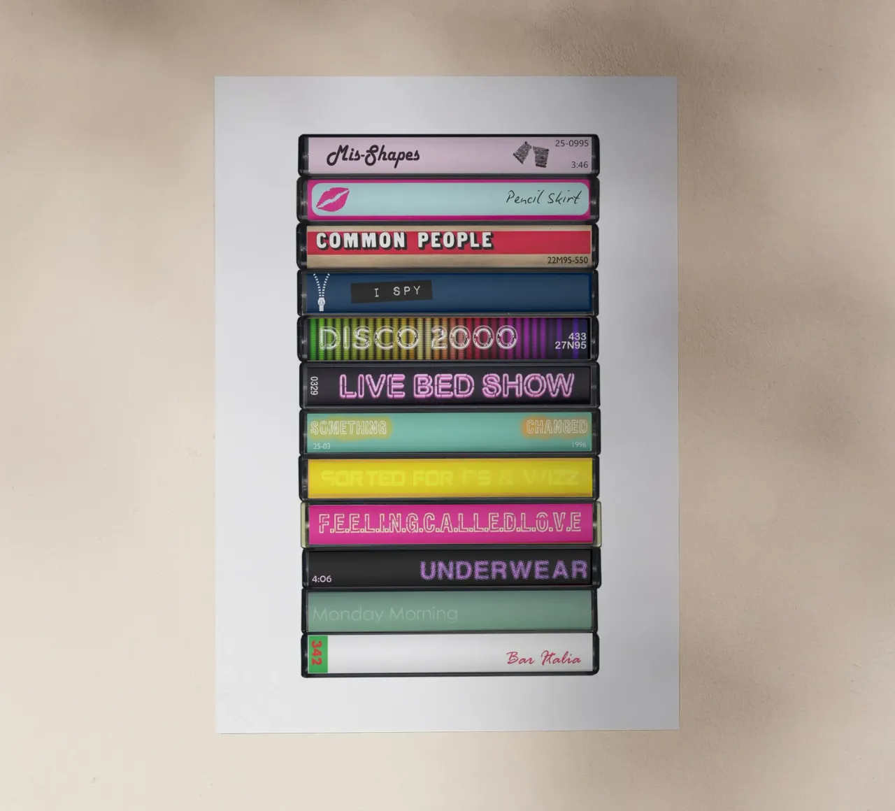 Pulp - Different Class - Cassette Print film rétro-éclairé de MrMustardPrints