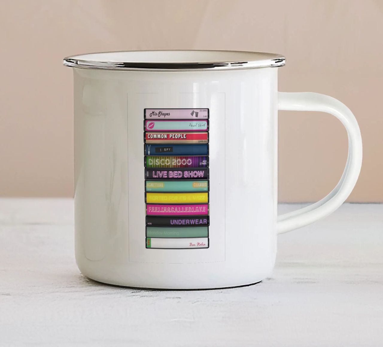 Pulp - Different Class - Cassette Print tazza in smalto da MrMustardPrints