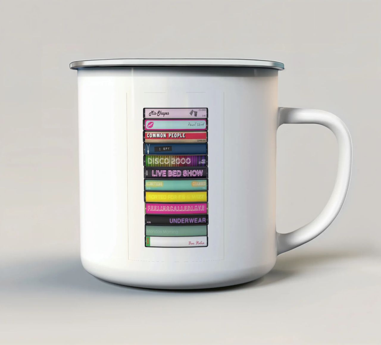 Pulp - Different Class - Cassette Print tazza in smalto da MrMustardPrints