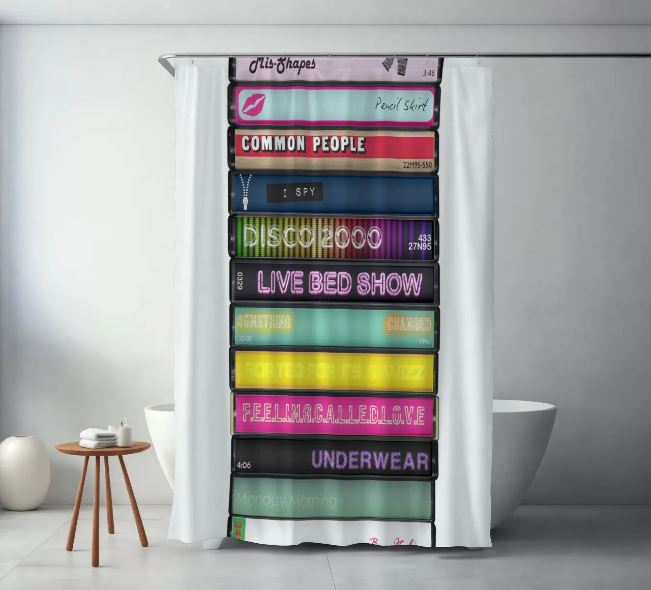 Pulp - Different Class - Cassette Print tenda da doccia da MrMustardPrints