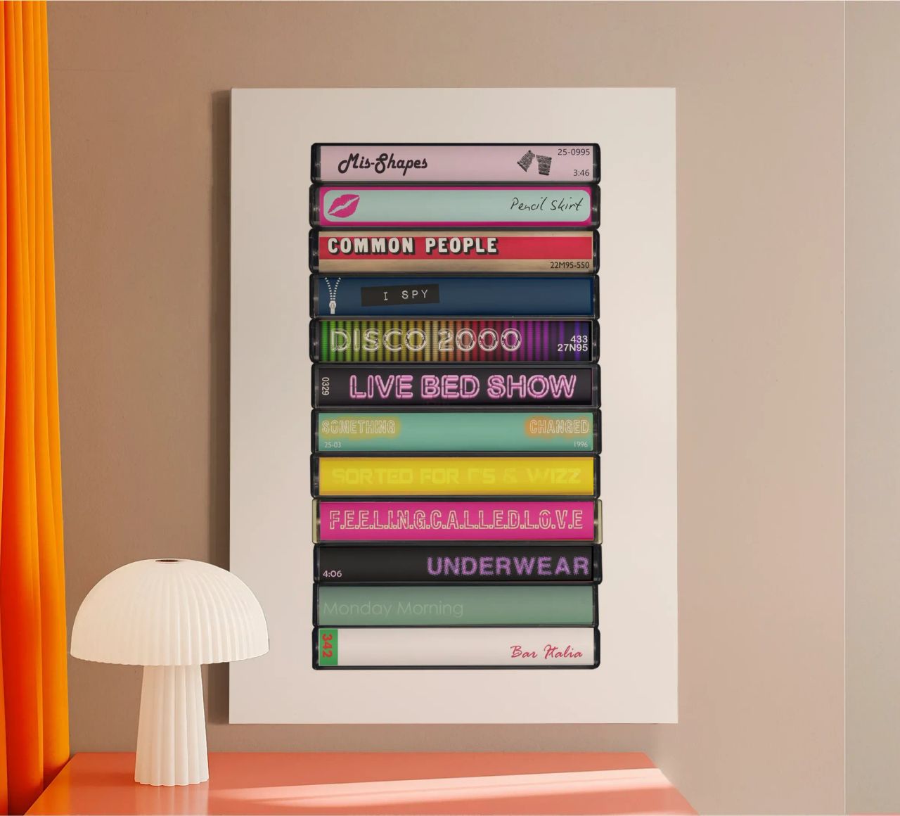 Pulp - Different Class - Cassette Print tela da MrMustardPrints