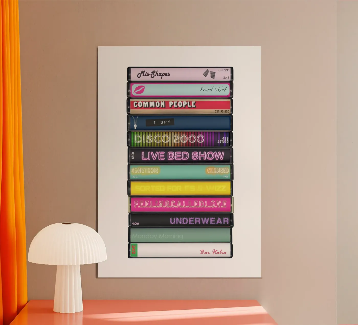 Pulp - Different Class - Cassette Print poster da MrMustardPrints