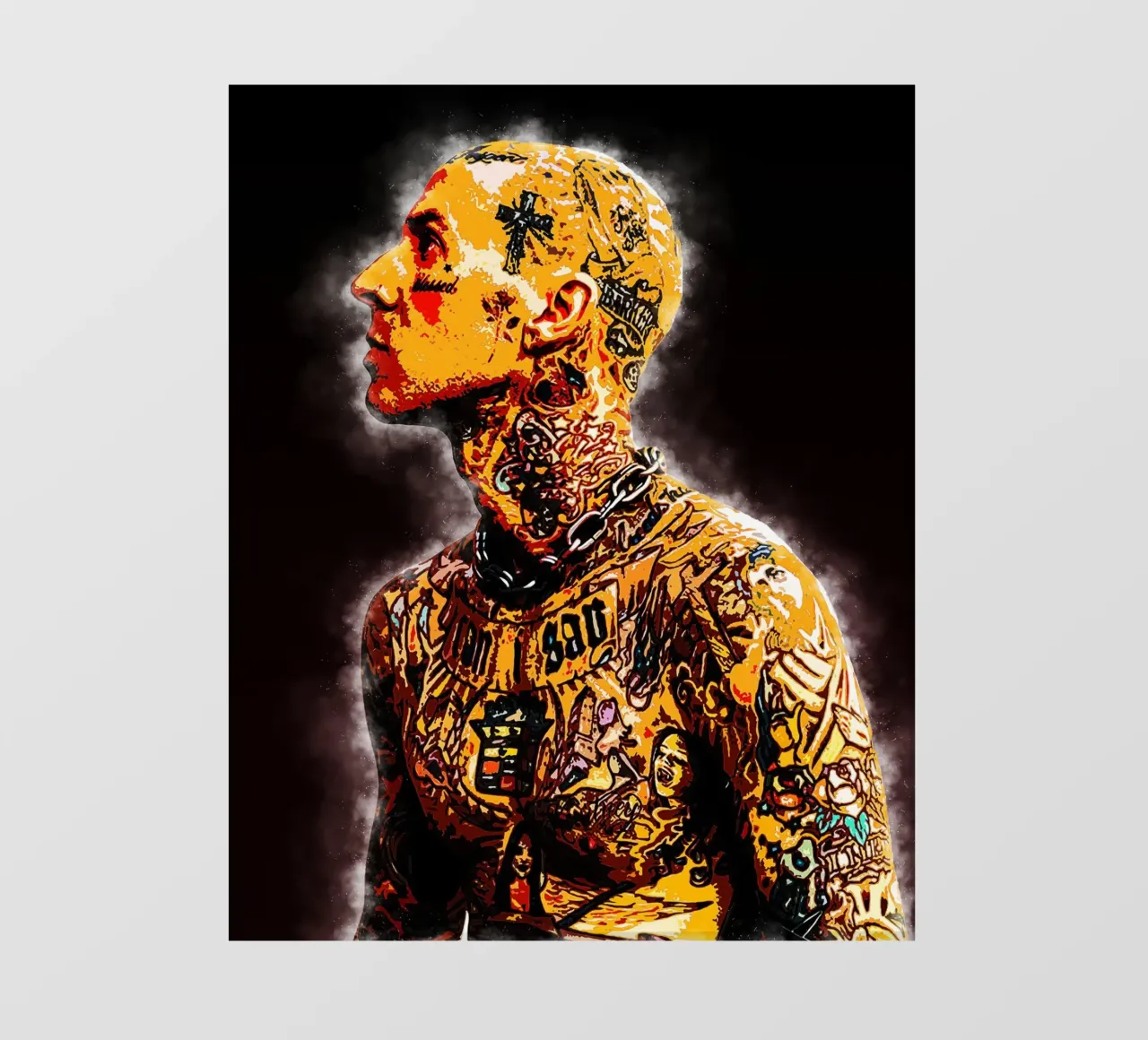 L'uomo con i tatuaggi pellicola backlit da neonartroom