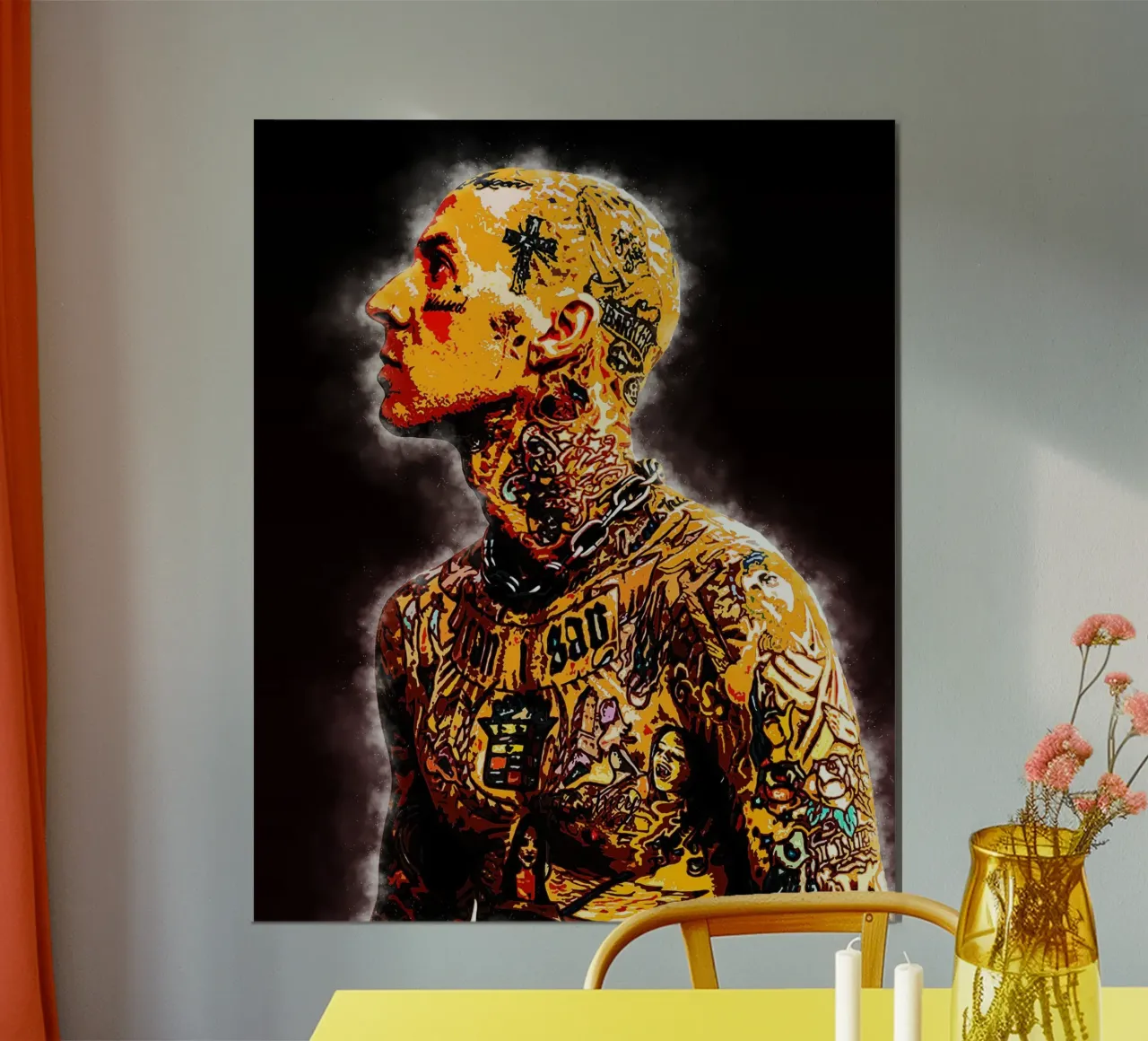 L'uomo con i tatuaggi carta hahnemühle da neonartroom