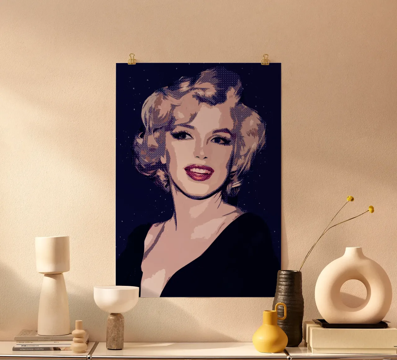Arte a punti di Marilyn Monroe poster con telaio in legno da neonartroom