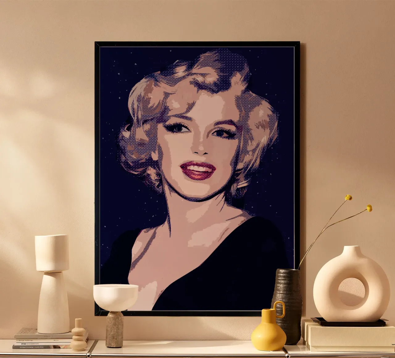 Arte a punti di Marilyn Monroe poster con telaio in legno da neonartroom