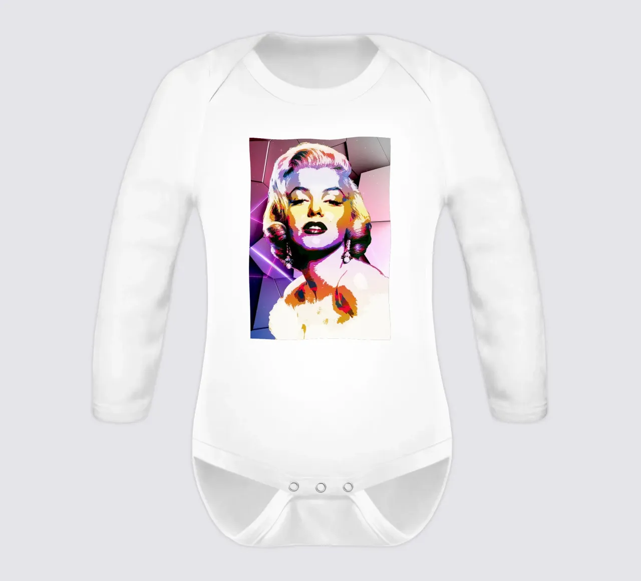Color of Monroe long-sleeve baby romper by neonartroom