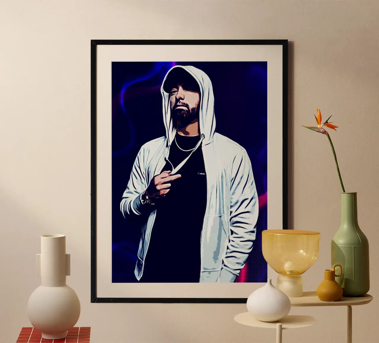 Arte di Eminem poster con telaio in alluminio da neonartroom