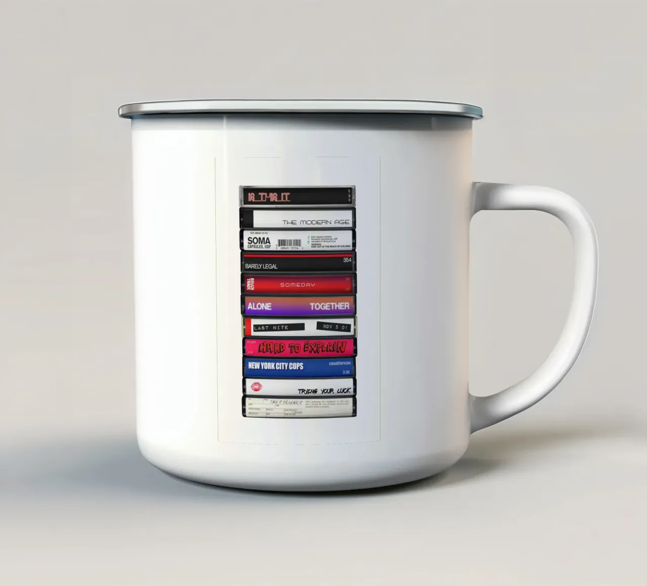 The Strokes - Is this It - Cassette Print taza de esmalte de MrMustardPrints
