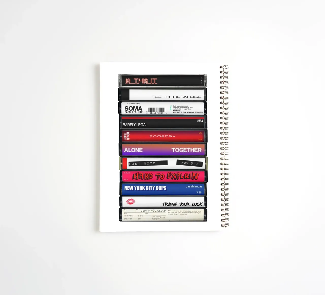The Strokes - Is this It - Cassette Print spiral notebook by MrMustardPrints