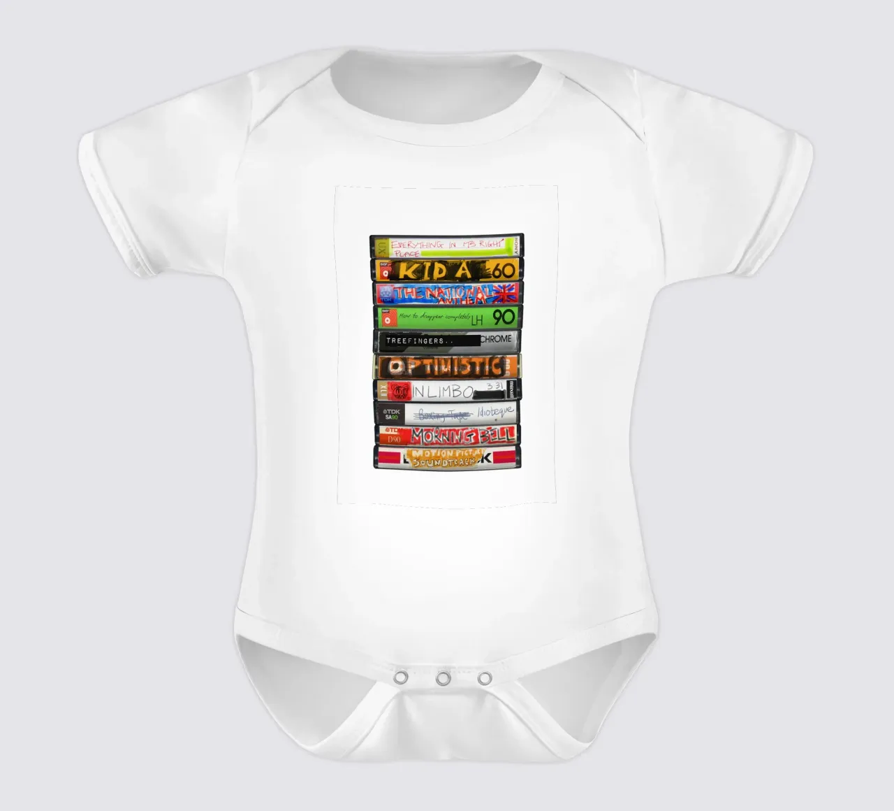Radiohead - Kid A - Cassette Print body de bebé de MrMustardPrints