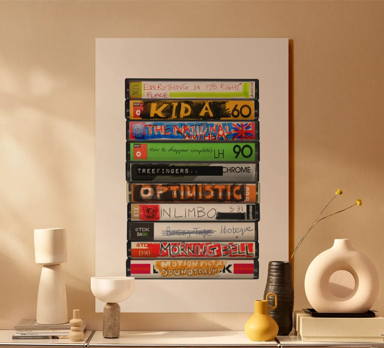 Radiohead - Kid A - Cassette Print metacrilato de MrMustardPrints