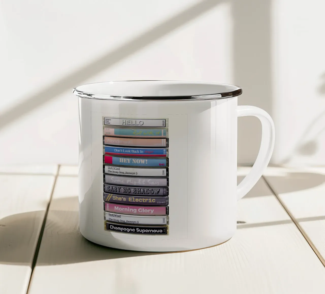 Oasis -What's The Story (Morning Glory) - Stampa su cassetta tazza in smalto da MrMustardPrints