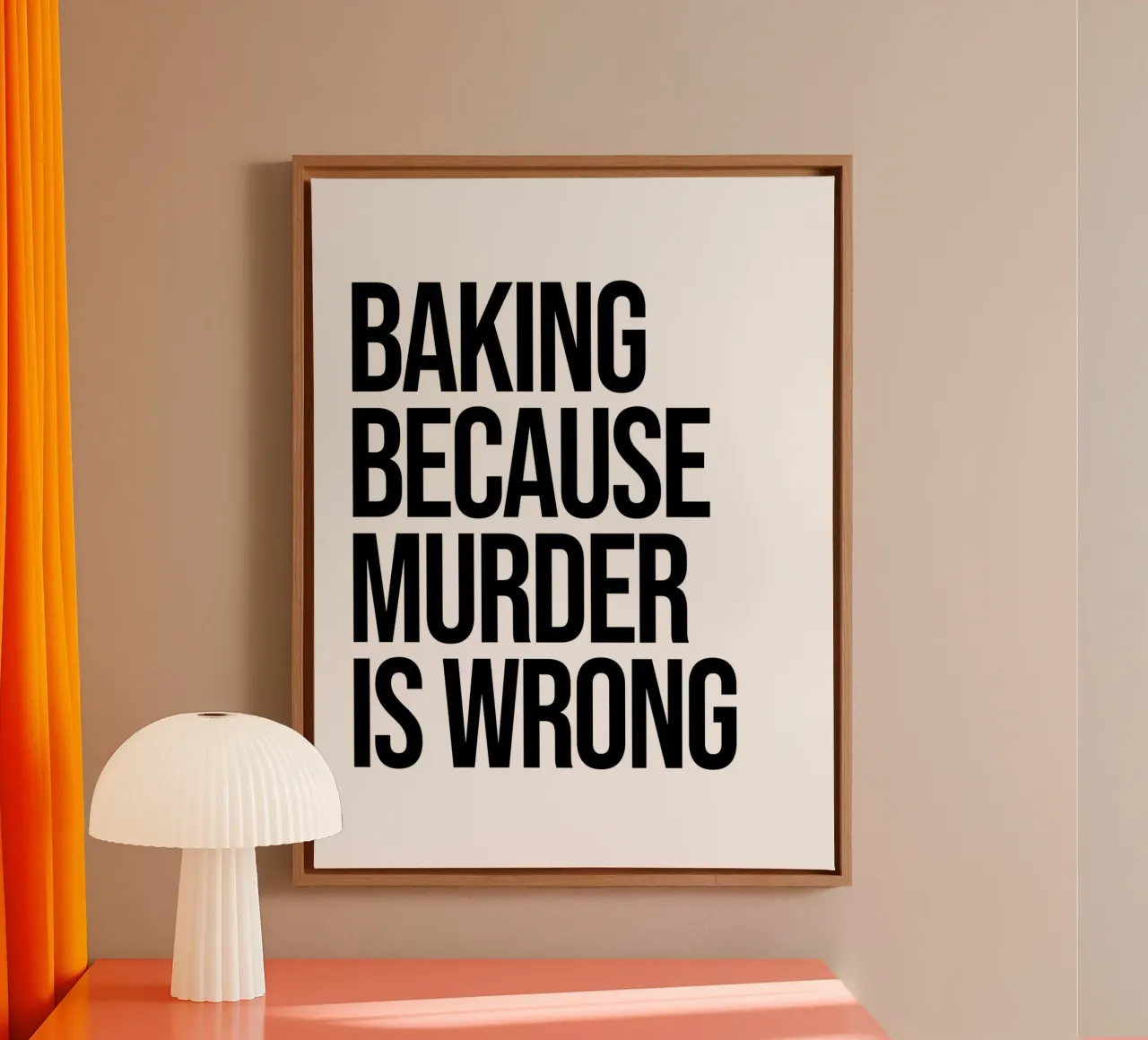 Baking Because murder is wrong quote canvas by Paigaam Studio