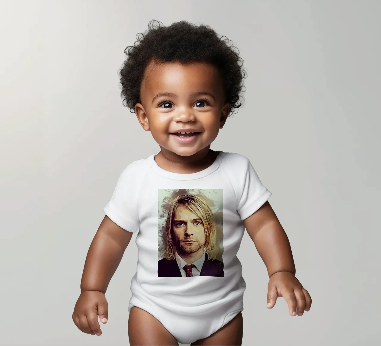 Art of Cobain short-sleeve baby romper by neonartroom