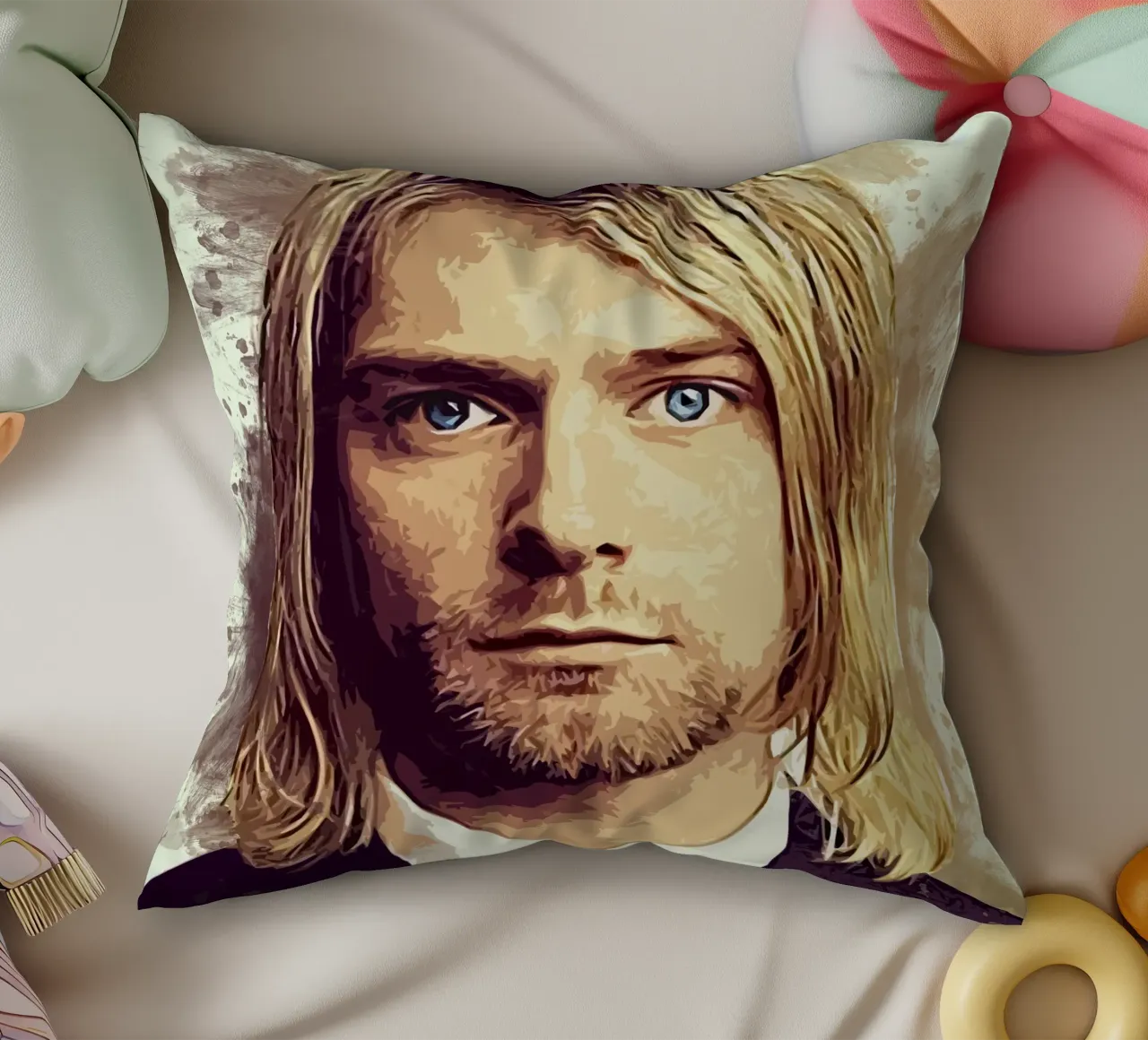 Arte di Cobain cuscino da neonartroom