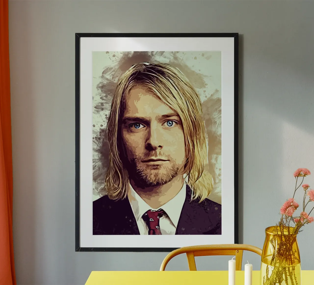 Arte di Cobain poster con telaio in legno da neonartroom