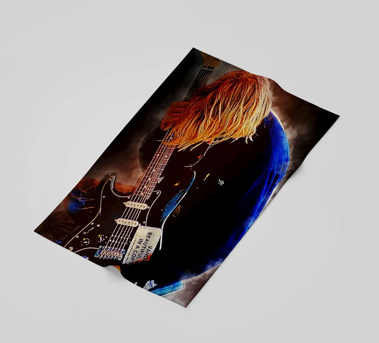 Kurt con la sua chitarra preferita telo mare da neonartroom