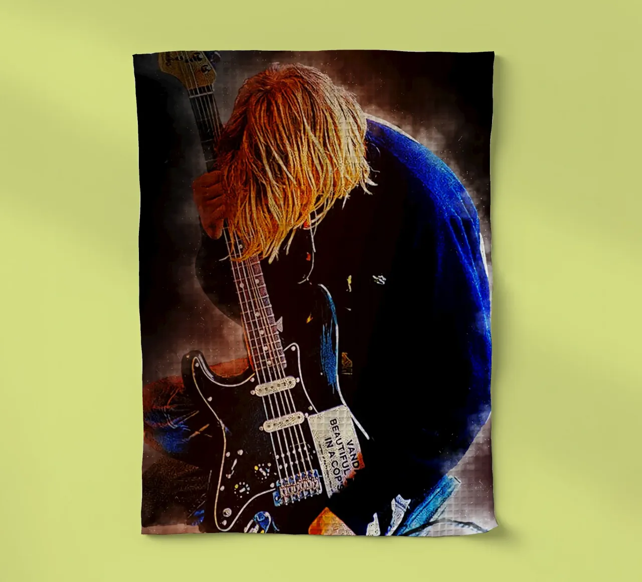 Kurt con la sua chitarra preferita canovaccio da cucina da neonartroom