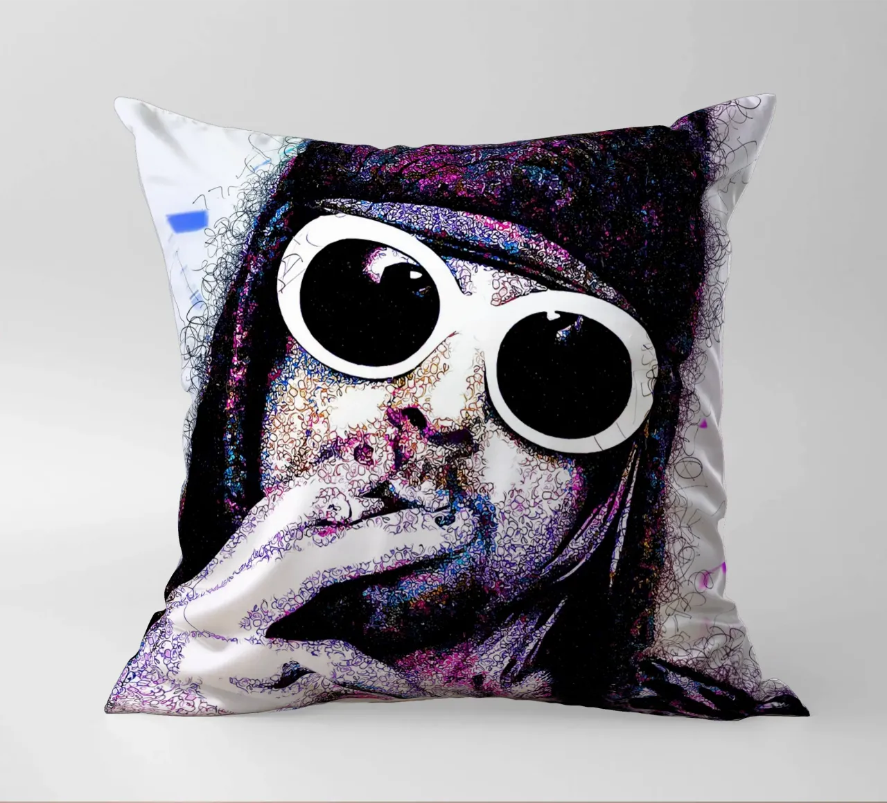 Scarabocchio di Kurt Cobain cuscino da neonartroom