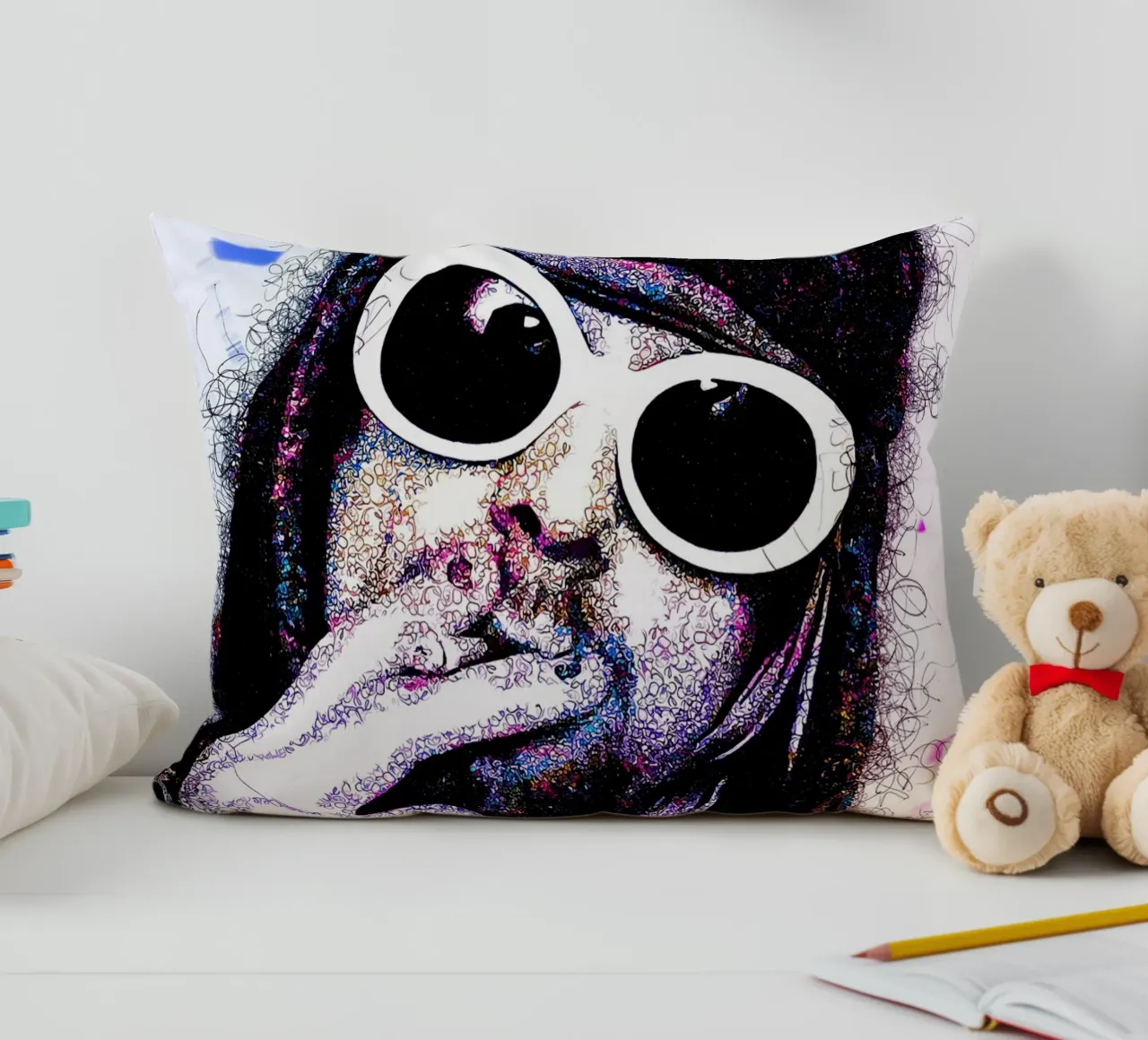 Scarabocchio di Kurt Cobain cuscino da neonartroom
