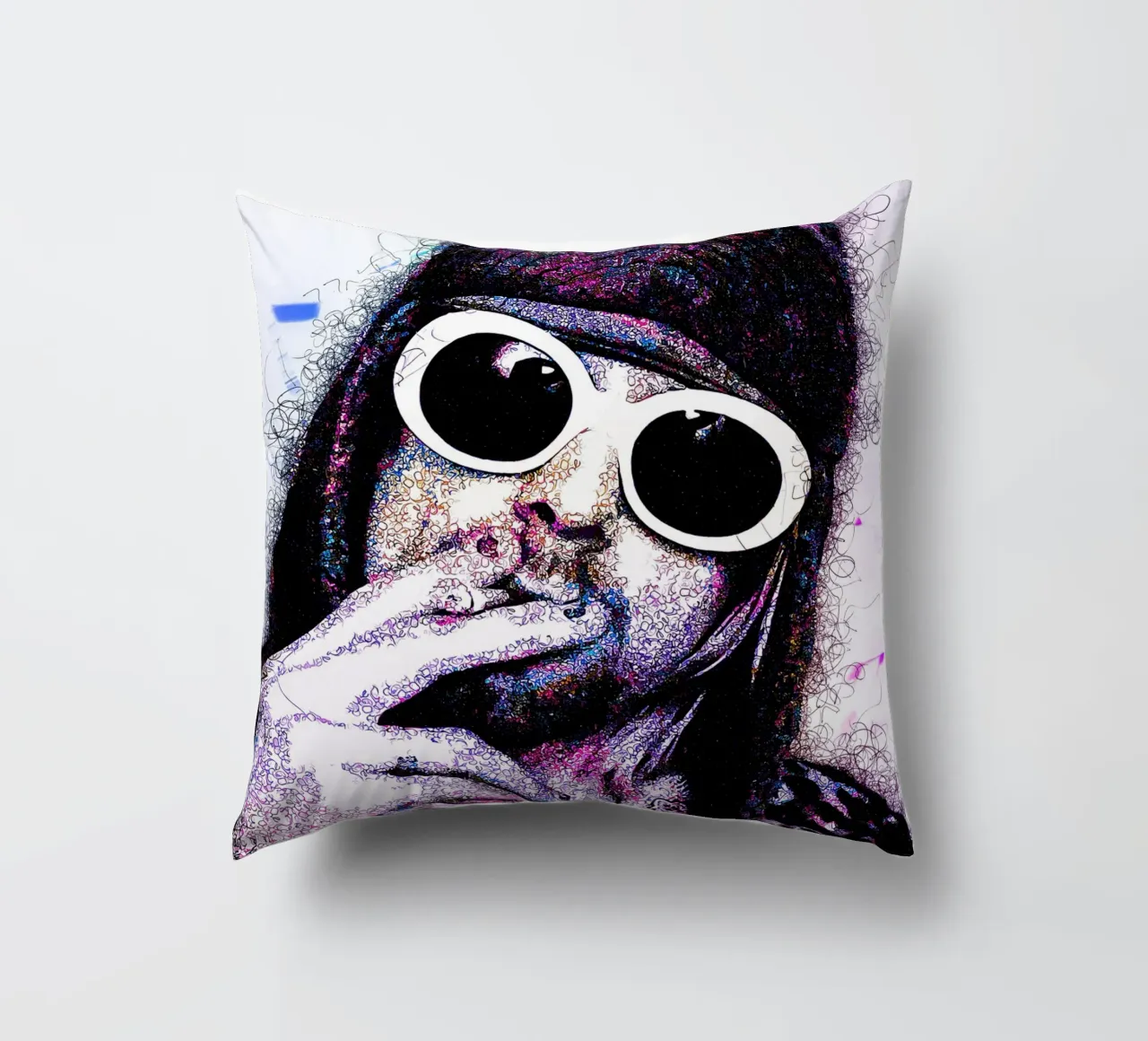 Scarabocchio di Kurt Cobain cuscino da neonartroom