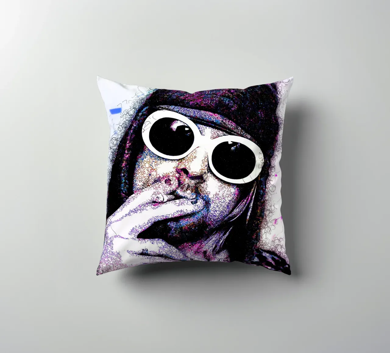 Scarabocchio di Kurt Cobain cuscino da neonartroom