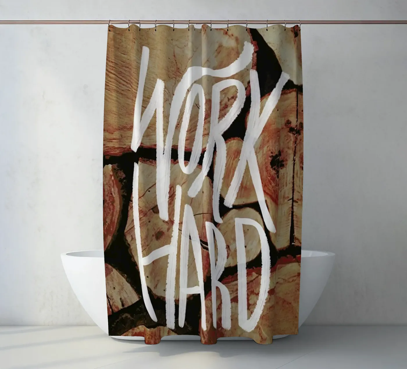 Work Hard Duschvorhang von Leah Flores