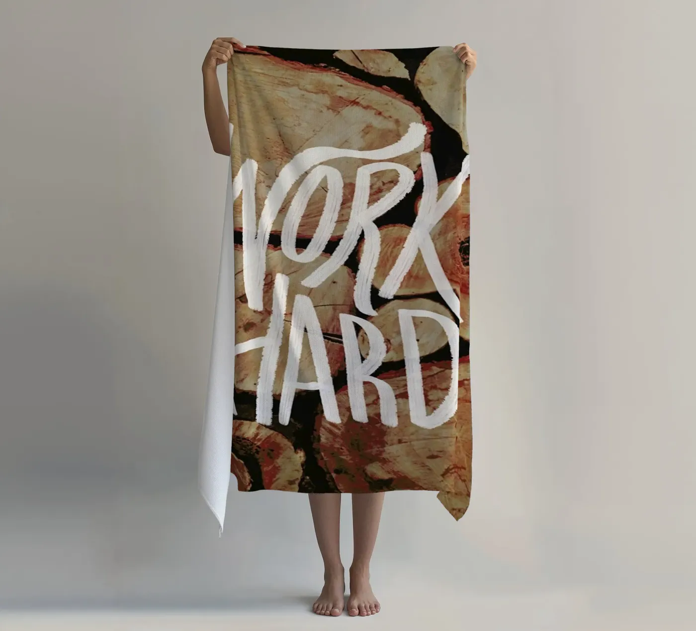 Work Hard beach towel by Leah Flores