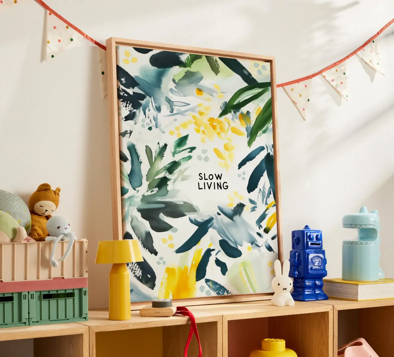 Slow Living (Version 2) canvas met Baklijst van treechild