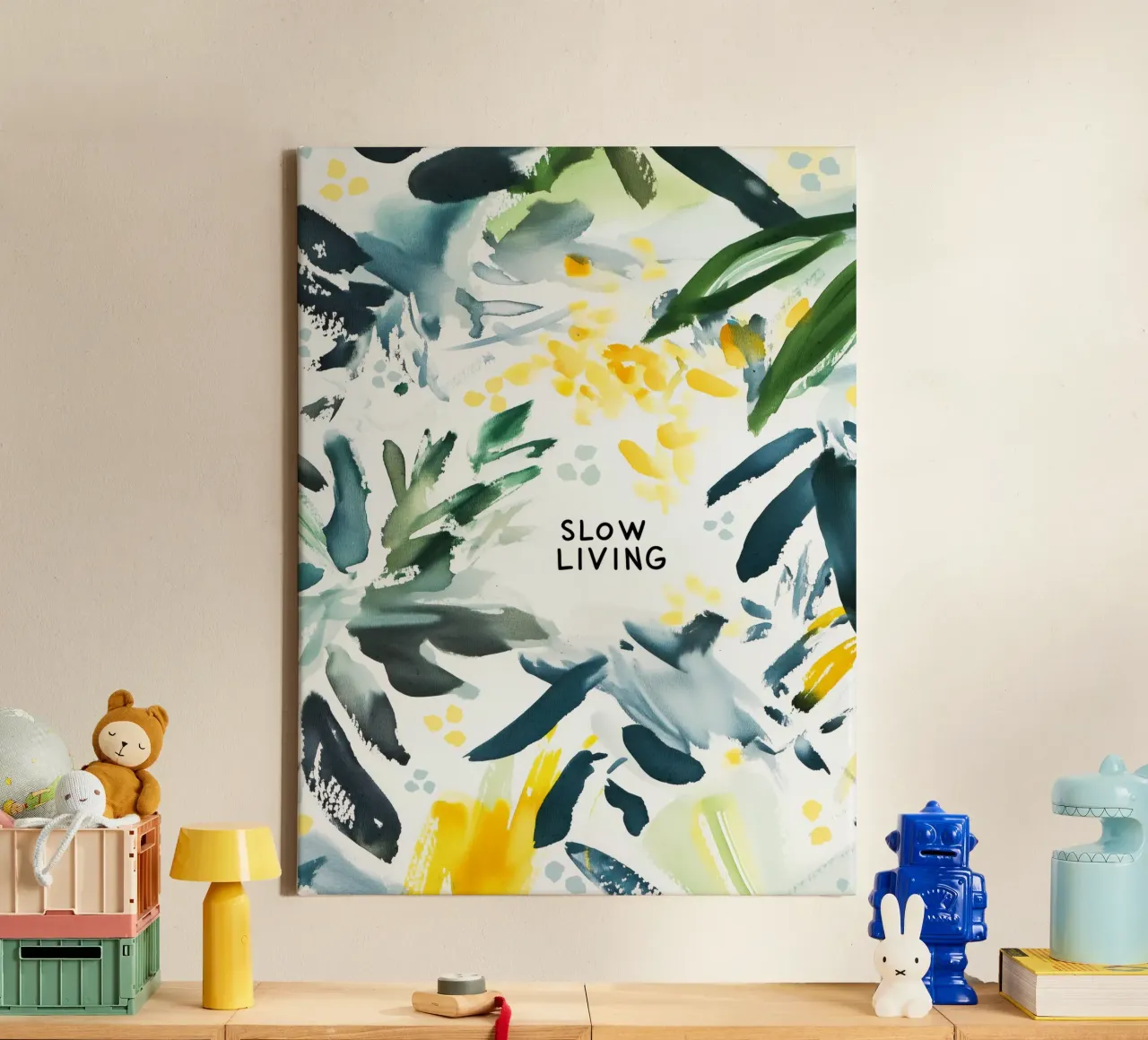 Slow Living (Version 2) canvas met Baklijst van treechild