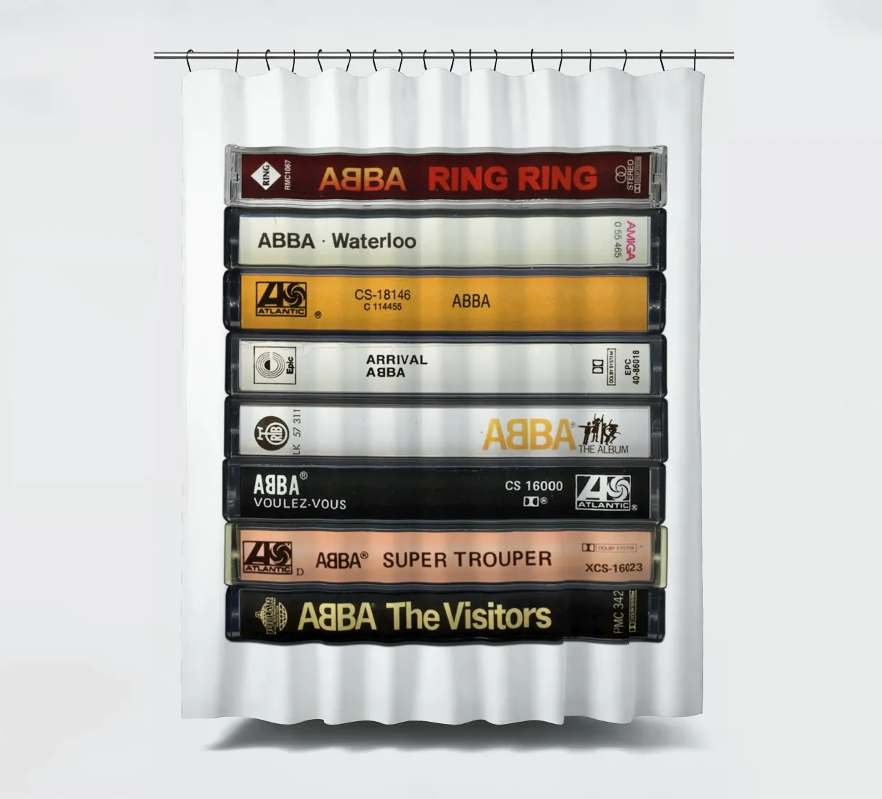 ABBA Album raccolti in cassetta Stampa tenda da doccia da MrMustardPrints