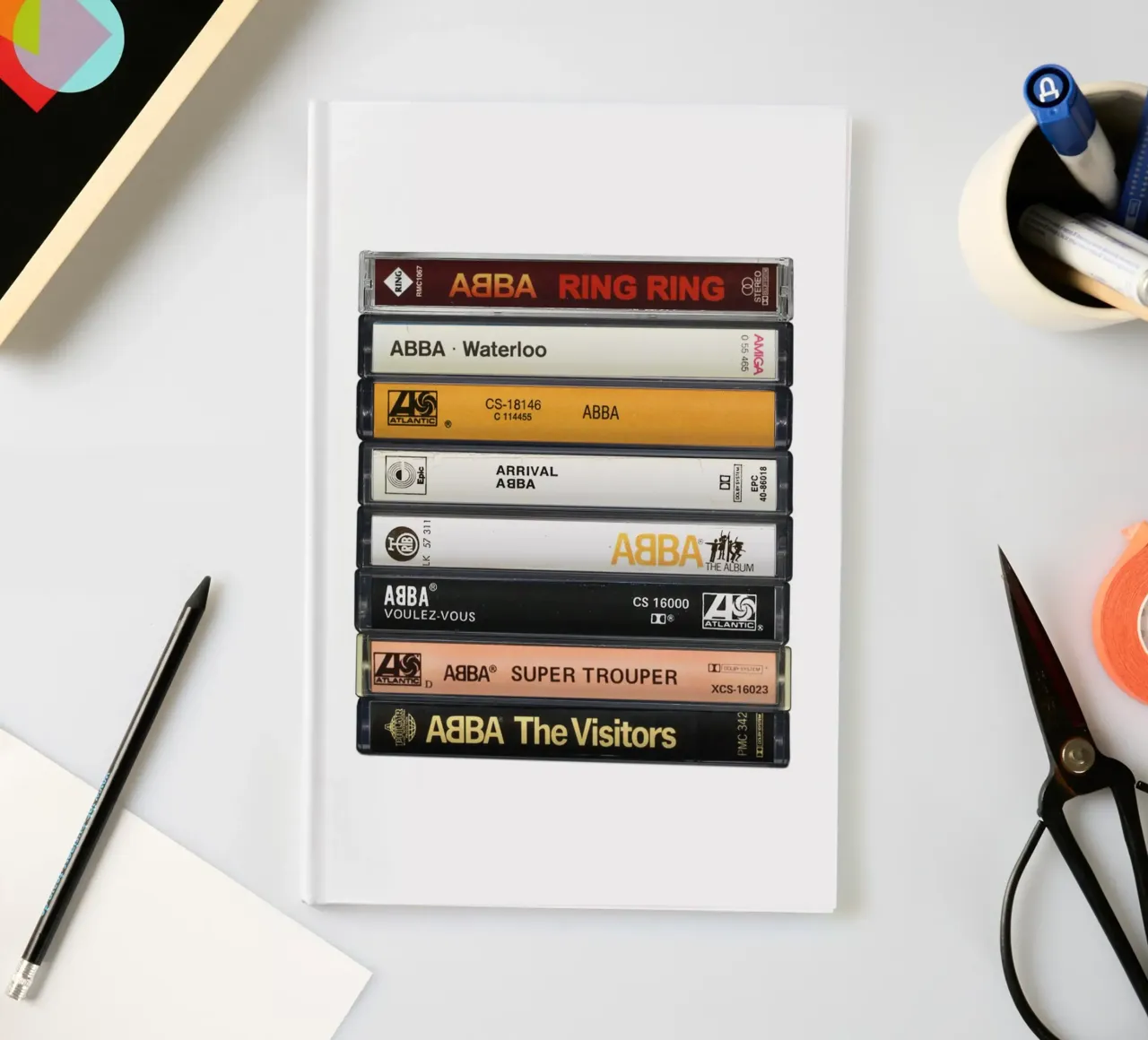 ABBA Collected Albums Cassette Print notebook by MrMustardPrints