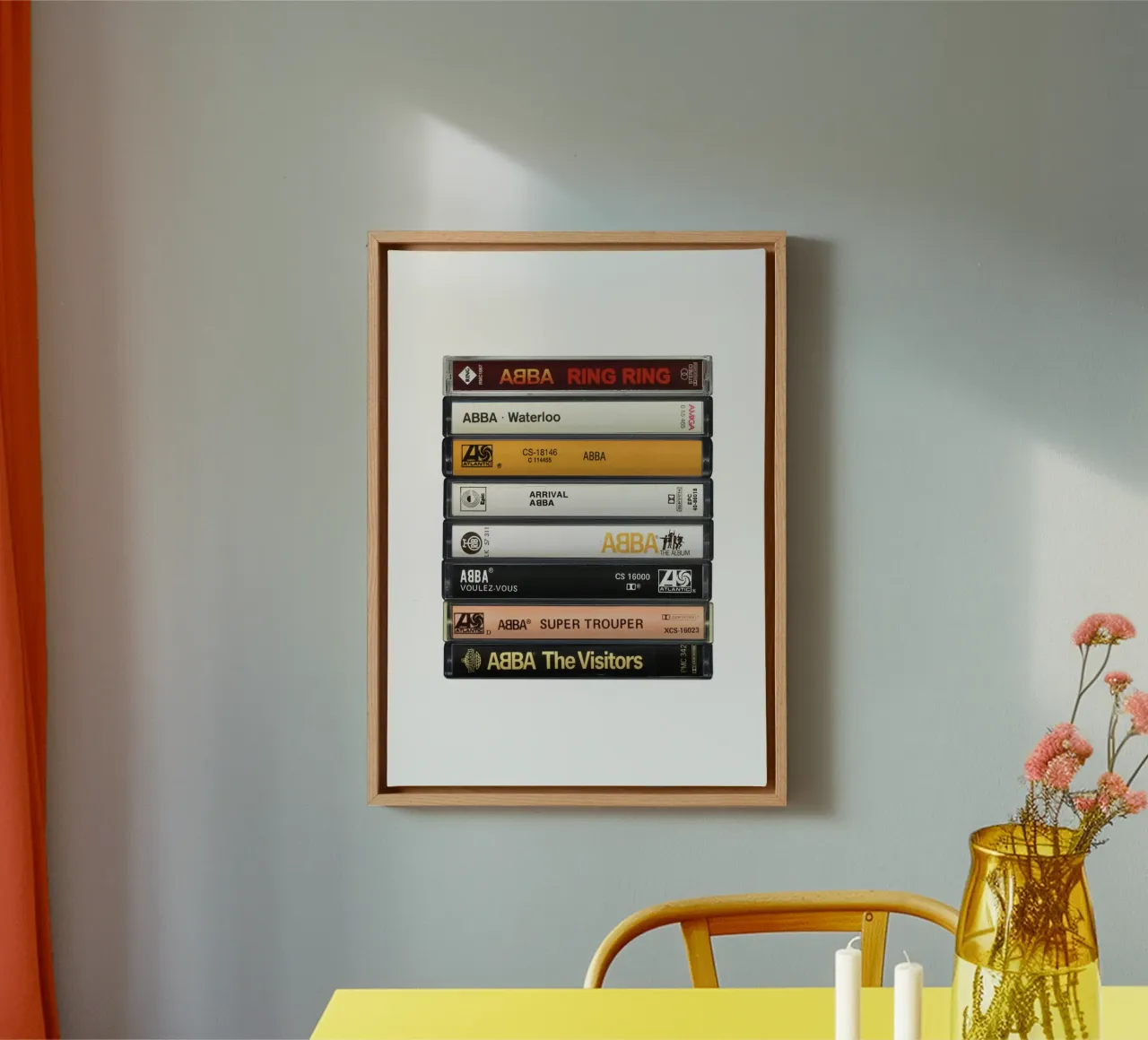 ABBA Collected Albums Cassette Print canvas with Floater frame by MrMustardPrints