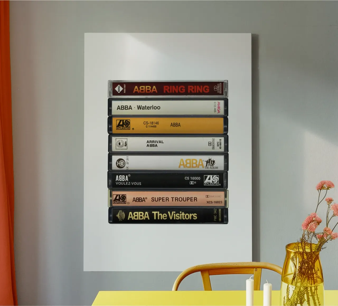 ABBA Collected Albums Cassette Print canvas with Floater frame by MrMustardPrints