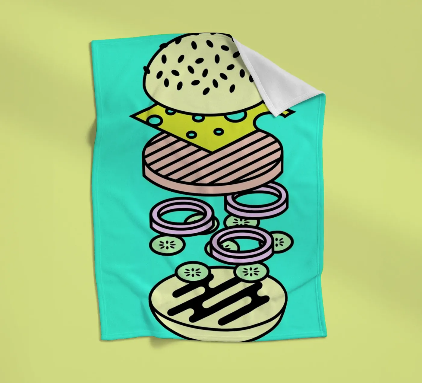 Cheeseburger Explosion – Fastfood fleecedeken van Jan Luzar