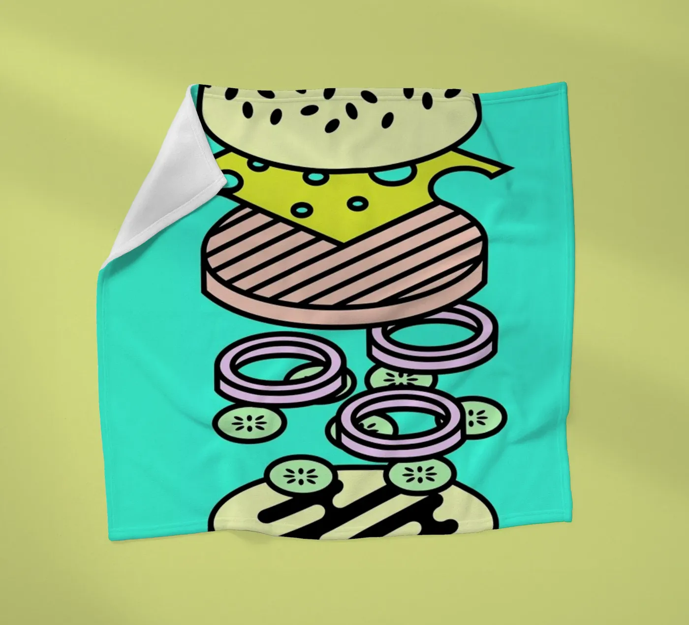 Cheeseburger Explosion – Fastfood fleecedeken van Jan Luzar