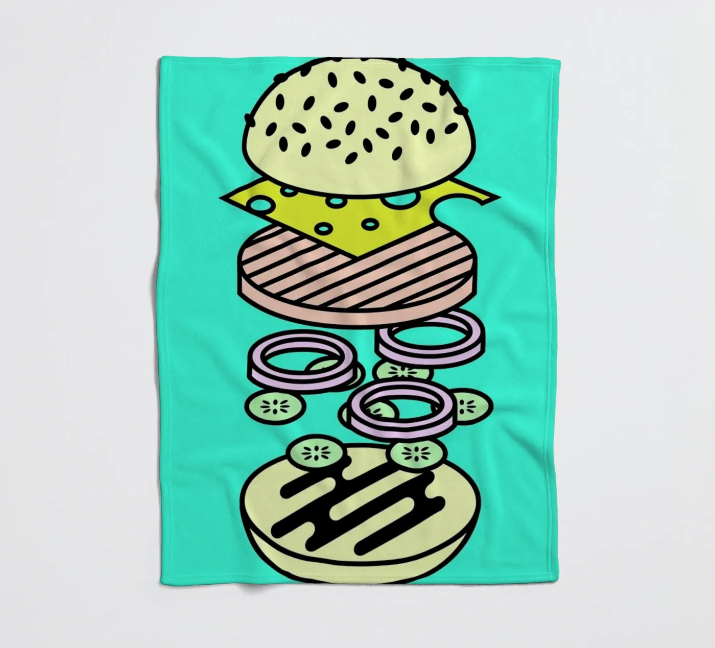 Cheeseburger Explosion – Fastfood fleecedeken van Jan Luzar