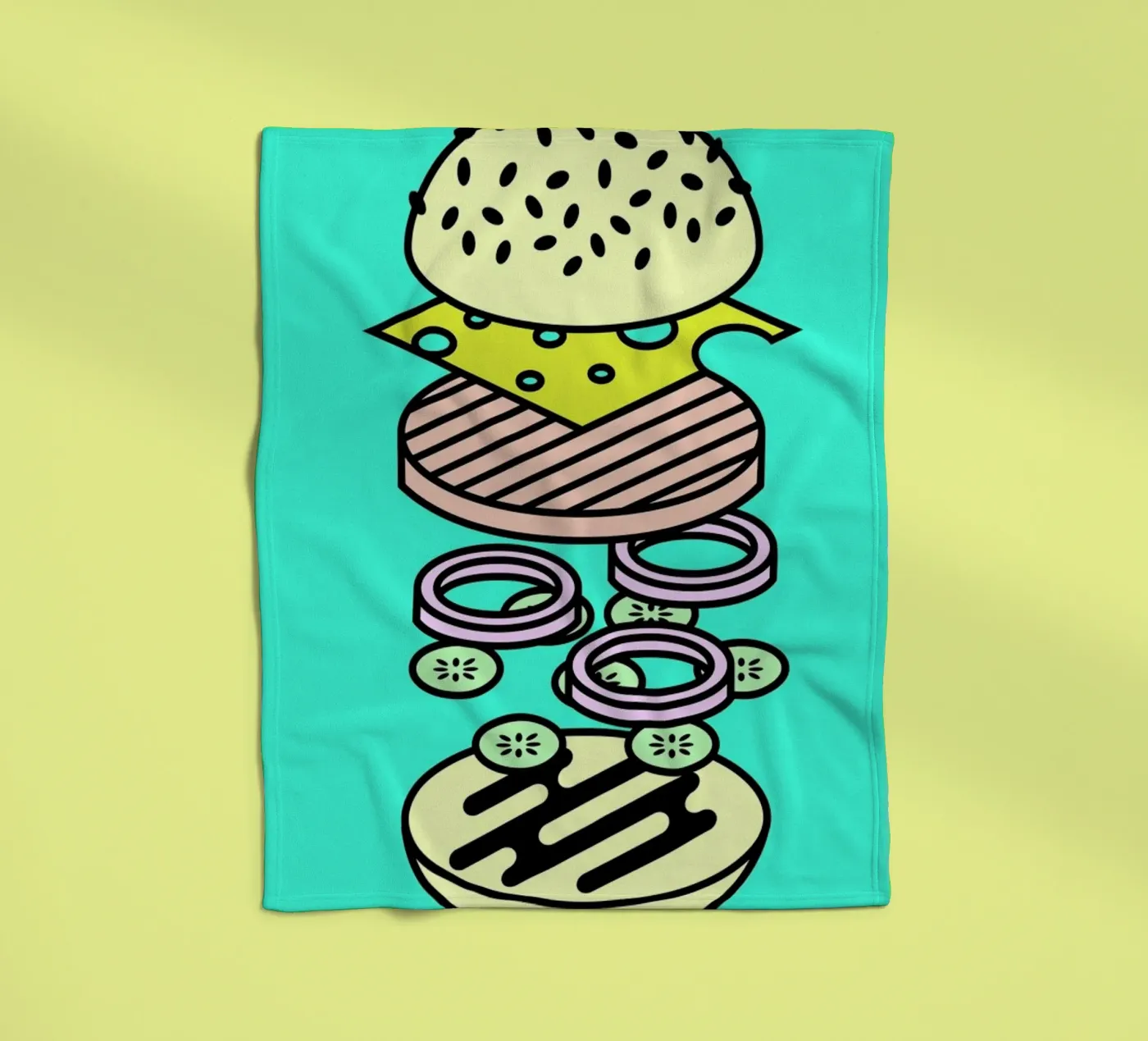 Cheeseburger Explosion – Fastfood fleecedeken van Jan Luzar