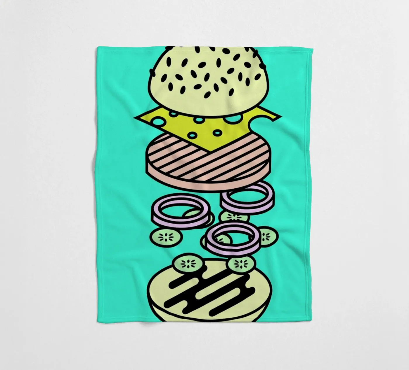 Cheeseburger Explosion – Fastfood fleecedeken van Jan Luzar