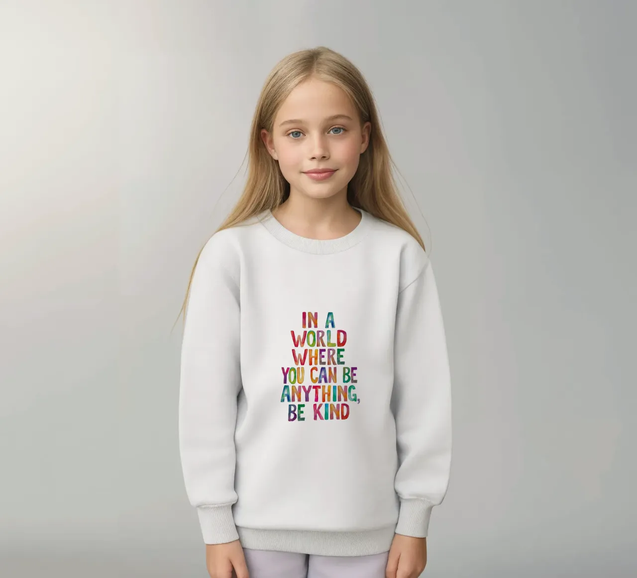 In a World Where You Can Be Anything Be Kind Typografie sudadera para niño de THE MOTIVATED TYPE